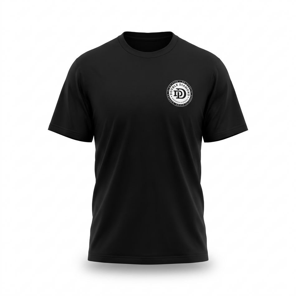 Drive In Tee - Black, front with Double Diamond chest badge