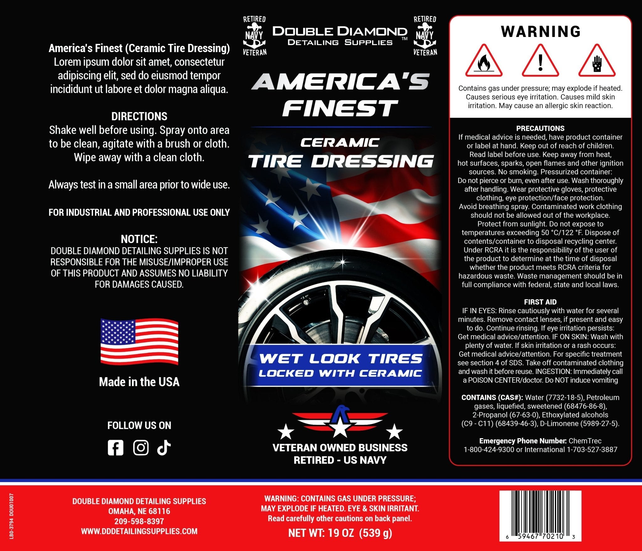 Double Diamond America's Finest Ceramic Tire Dressing - Double Diamond Detailing Supplies - Double Diamond Detailing Supplies