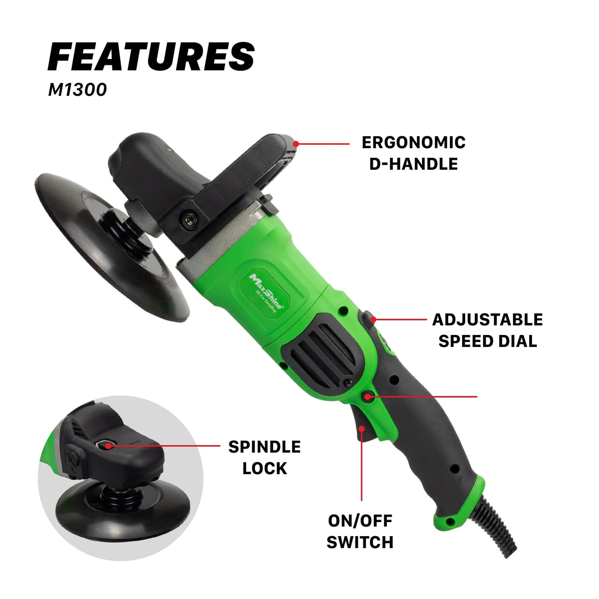 Maxshine M1300 Pro - 7in Plate, 1300W - Double Diamond Detailing Supplies - Maxshine